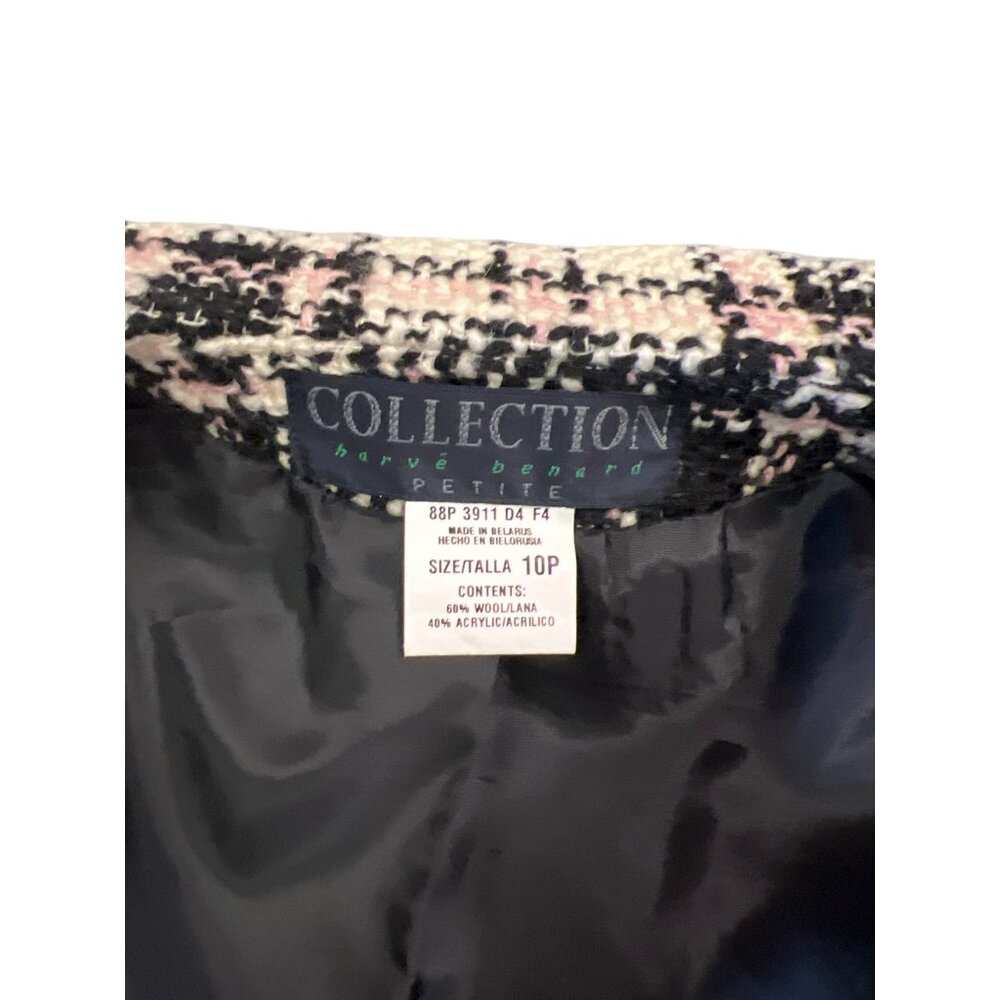 Vintage  Collection by Harvé Benard Authentic Blazer Plaid Pink White Black Jack - Picture 7 of 8